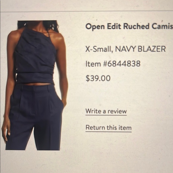 Open Edit Ruched Blue Halter Top - Picture 4 of 4